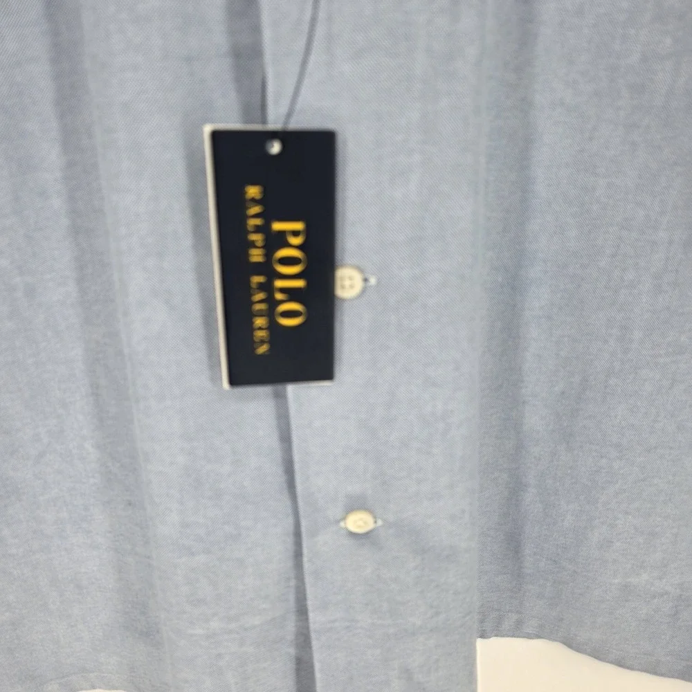 New Polo Ralph Lauren Shirt Mens 3XLT Tall Blue Short Sleeve Button Up Pony